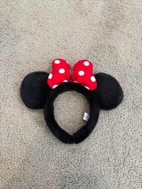 Disney Black Minnie Ears Headband with Red Polka Dot Bow